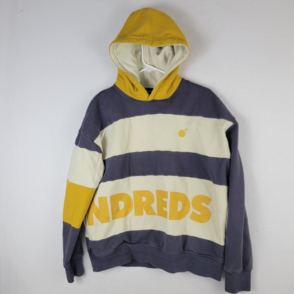 The Hundreds Pullover Hoodie Mens M Multicolor Stripe Cotton Blend Pockets Urban